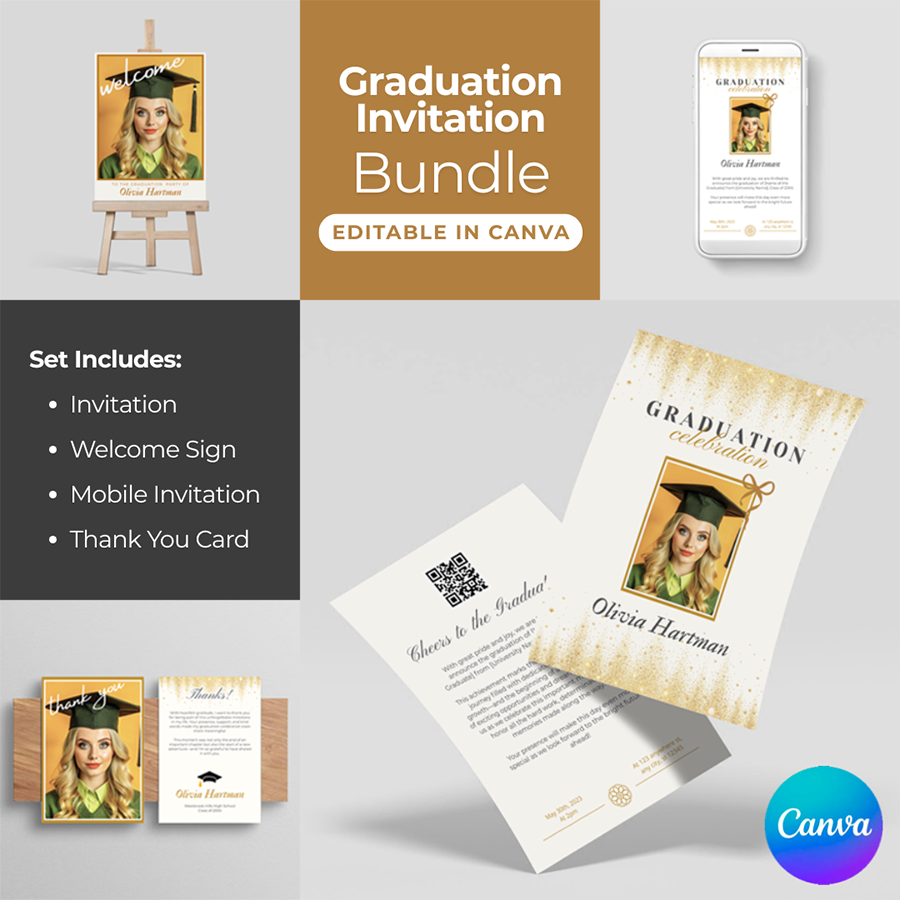 Editable Minimalist Graduation Canva Kit